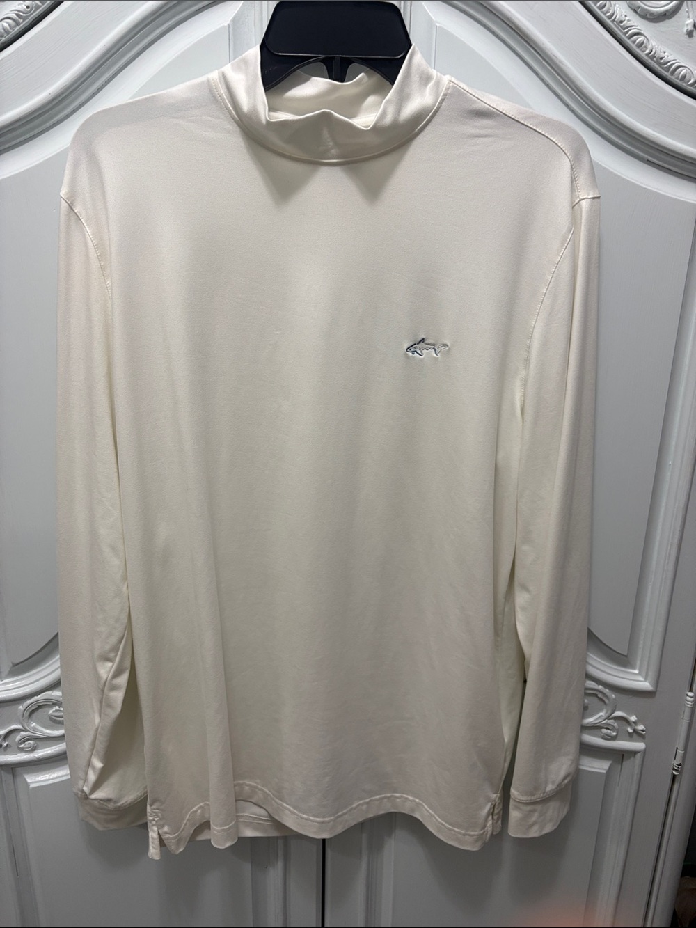 Greg Norman White Long Sleeve Mock Neck Top- medium